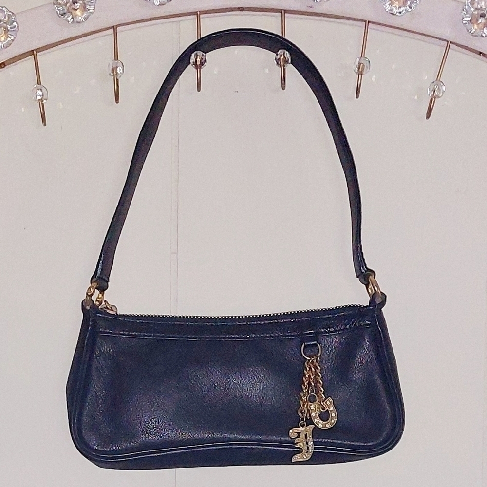 Juicy Couture Y2K VTG Mini Baguette Black Shoulder L Great Condition FREE SHIP - Picture 5 of 12